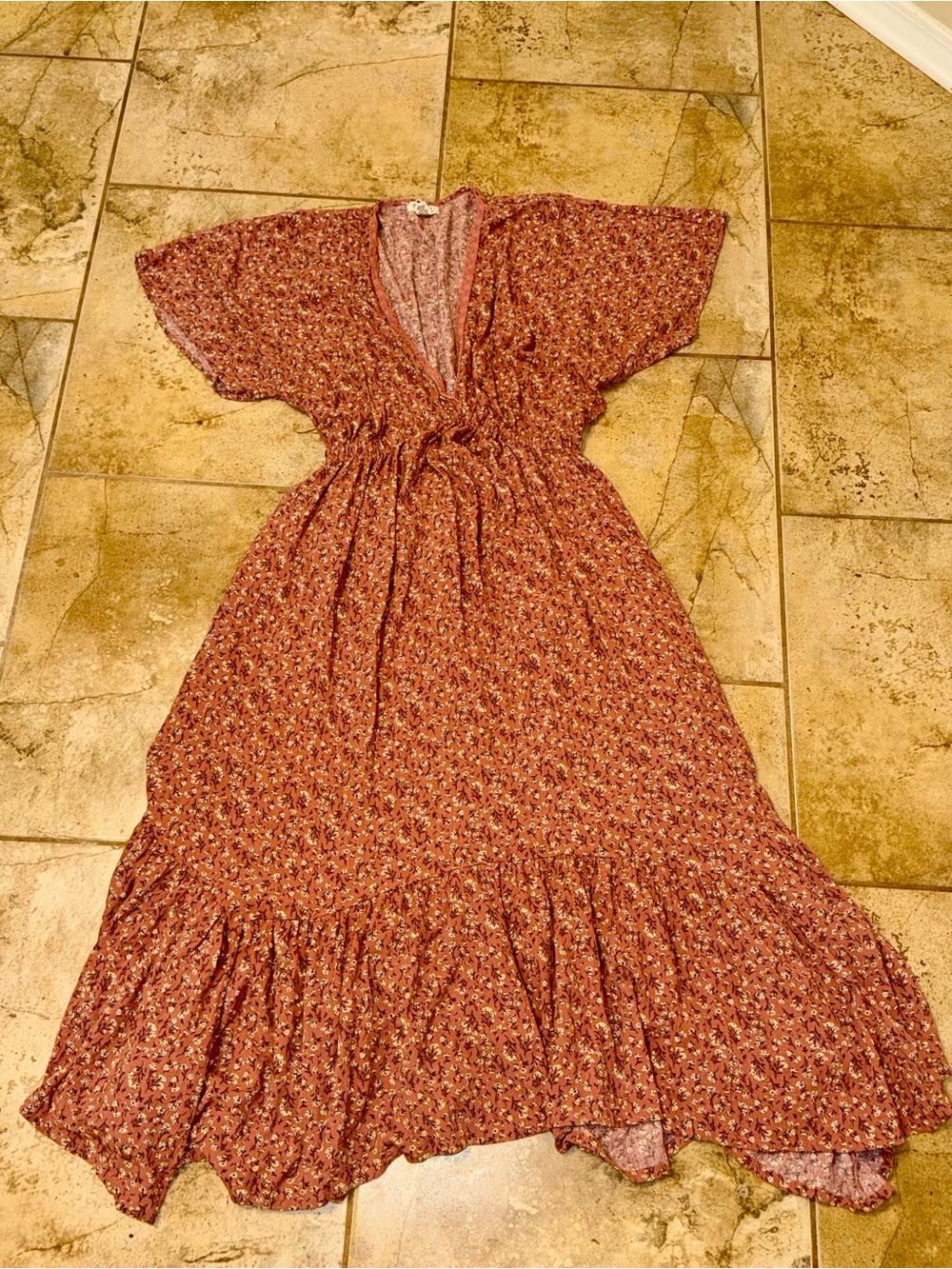 torrid Rust Floral Maxi Dress with V-Neck